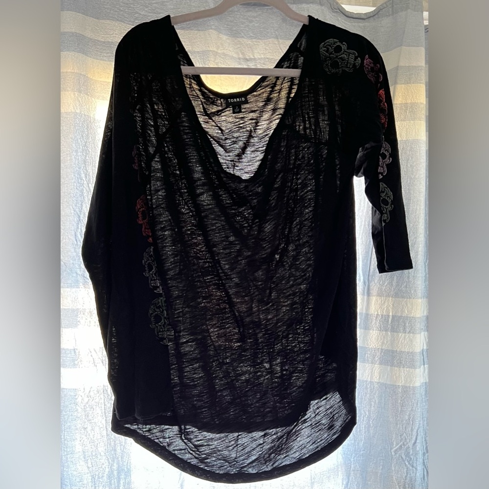 Torrid cold shoulder skulls sleeve